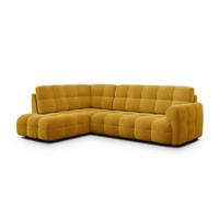 ECKSOFA MELLOW 5-Sitzer, safran - Gelb/Schwarz, Holz/Textil (283/191cm) - Wozimo