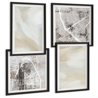 BILDER SET 4er Set - 50x50 cm & 40x60 cm Schwarzer Rahmen - Minimalismus der Farbstruktur - Schwarz, Kunststoff (50/50cm) - TULUP