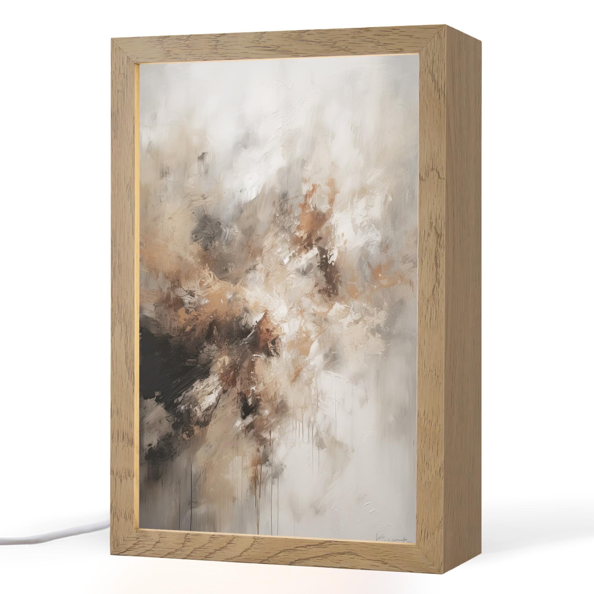 TISCHLEUCHTE Farbe - Abstrakt - Beige - Kunst 20x30 cm - Apfelbaumfarben, Holzwerkstoff (8/20/30cm) - OnlyWow