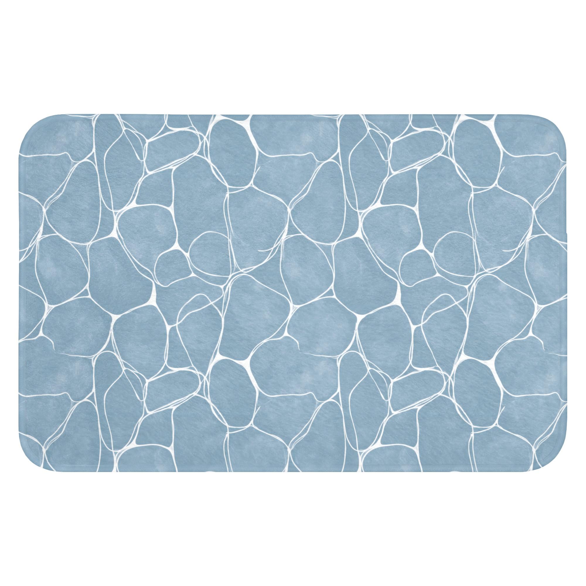 BADEMATTE Organisch - Muster - Blau Rutschfest 60x40 cm - Hellblau, Textil (60/40cm) - OnlyWow