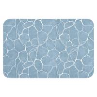 BADEMATTE Organisch - Muster - Blau Rutschfest 60x40 cm - Hellblau, Textil (60/40cm) - OnlyWow