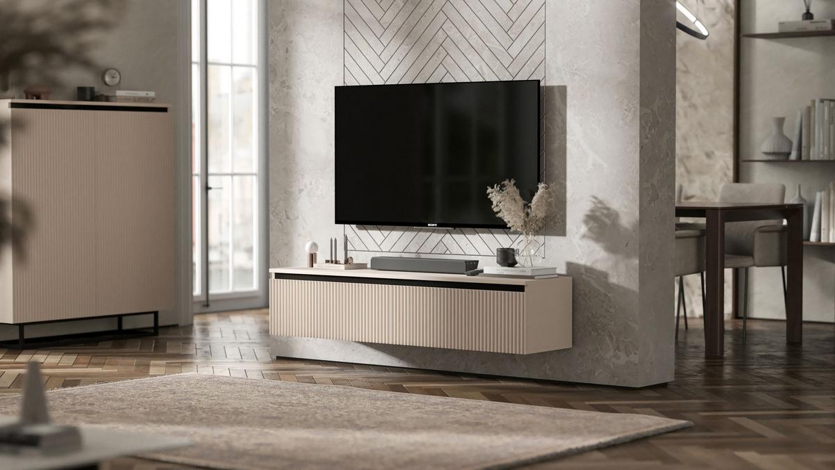 TV-SCHRANK Selene Kaschmir matt Glamour 140 cm - Kaschmir, Holzwerkstoff (140/30/35cm) - Meble Lindner
