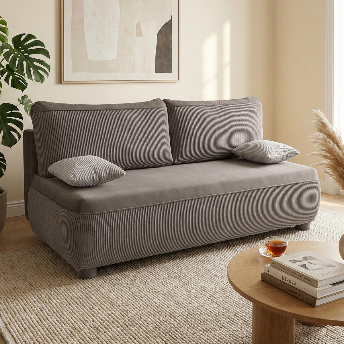 SCHLAFSOFA Aida 3-Sitzer mit Schlaffunktion, Braun - Braun, Textil (211/88/93cm) - Beautysofa