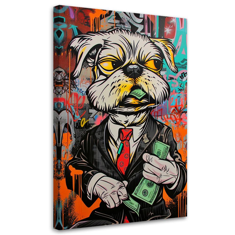 LEINWANDBILD Hund Dollar Pop Art 80x120cm - Multicolor, Textil (80/120cm) - Feeby