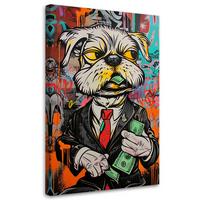 LEINWANDBILD Hund Dollar Pop Art 80x120cm - Multicolor, Textil (80/120cm) - Feeby