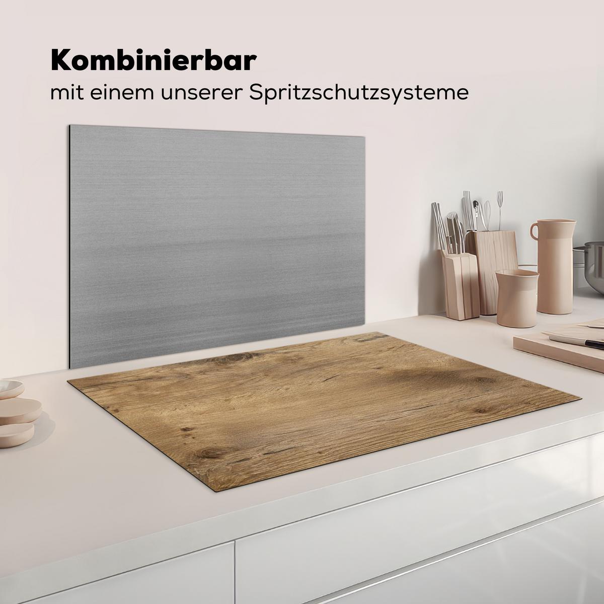 HERDABDECKPLATTE Holz - Braun - Holzoptik Induktionsschutz 81.6x52.7 cm - Eichefarben, Kunststoff (81.6/52.7/0.2cm) - MuchoWow