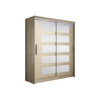 SCHWEBETÜRENSCHRANK Westa V, mit RGB LED Beleuchtung - Silberfarben/Sonoma Eiche, Holzwerkstoff/Metall (150/200/58cm) - MIRJAN24