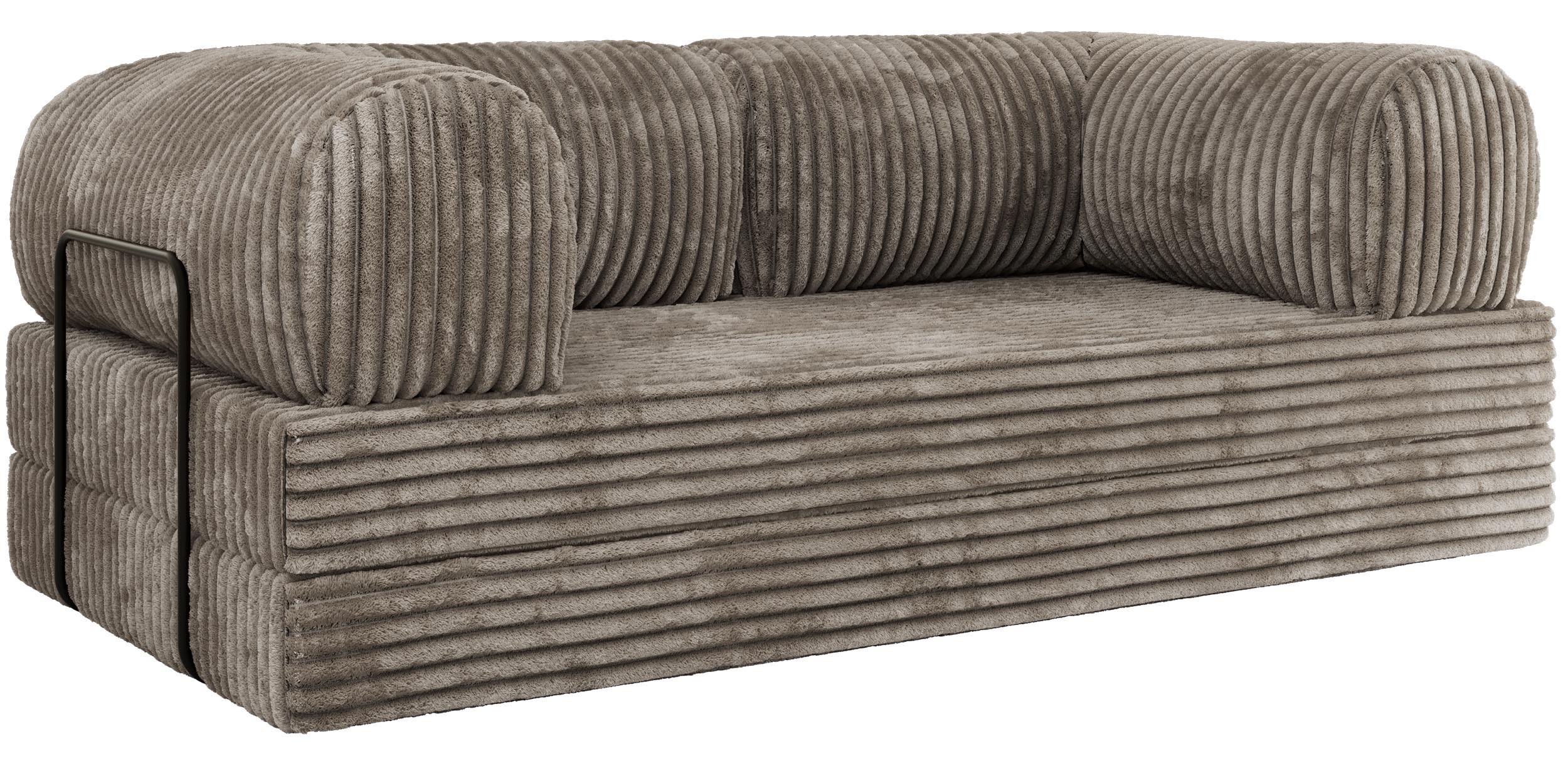 3-SITZER SOFA ORSETTO - Hellbraun Cord - Hellbraun/Schwarz, Textil/Metall (200/70/100cm) - MKS