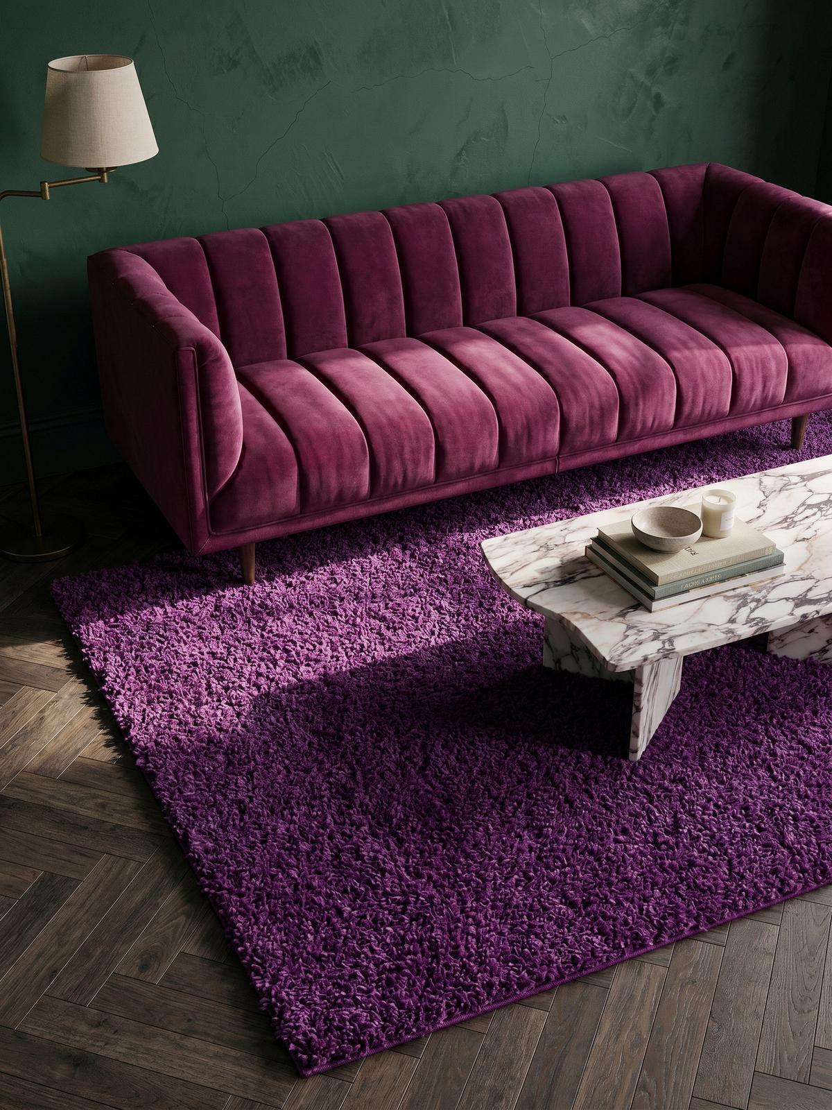 HOCHFLORTEPPICH RHEIN, einfarbig, aus Polypropylen, Violett, 100 x 200 cm - Lila, Textil (200/100cm) - KADIMA DESIGN