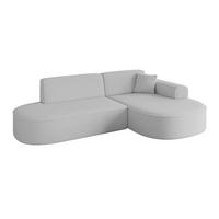 ECKSOFA Ottomane Rechts MARI-L1 - 243x171x79 cm Hellgrau Bouclé - Hellgrau/Schwarz, Holzwerkstoff/Kunststoff (234/163cm) - ALTDECOR