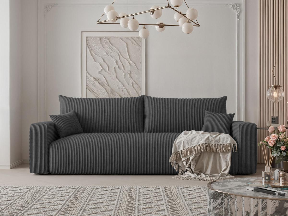 SOFA mit Schlaffunktion, Anthrazit - Anthrazit, Holzwerkstoff (246/79/93cm) - Idohome