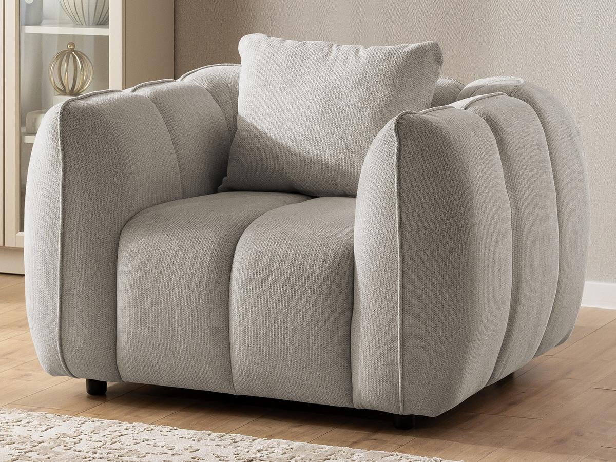 SITZGARNITUR 3+1 Nubira in tief gesteppter Bubble-Optik aus weichem Taupe Strukturstoff im modernen Design - Taupe/Schwarz, Holz/Kunststoff (228/69/89cm) - S-Style Möbel