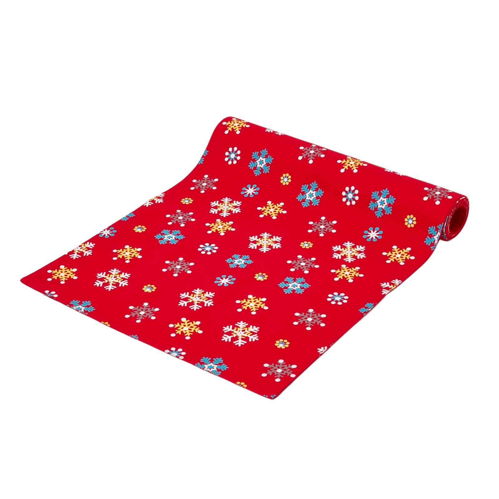 TISCHLÄUFER Weihnachten 46/183 cm, rot mit Schneeflocken - Rot, Textil (46/183cm) - Homescapes