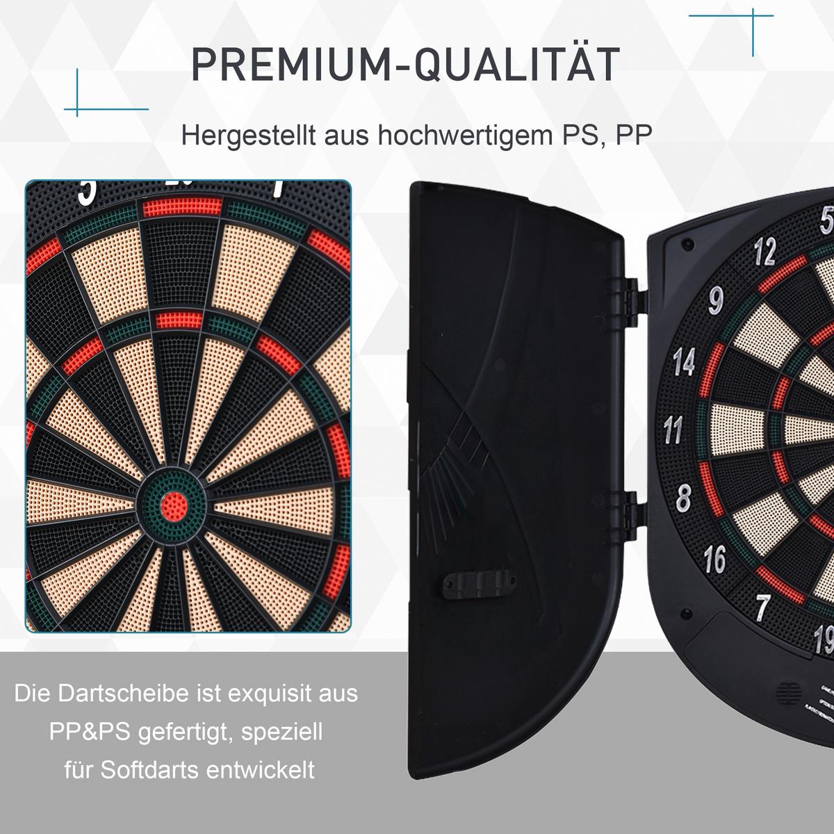 ELEKTRONISCHE Dartscheibe - Schwarz, Kunststoff (44/50cm) - HOMCOM