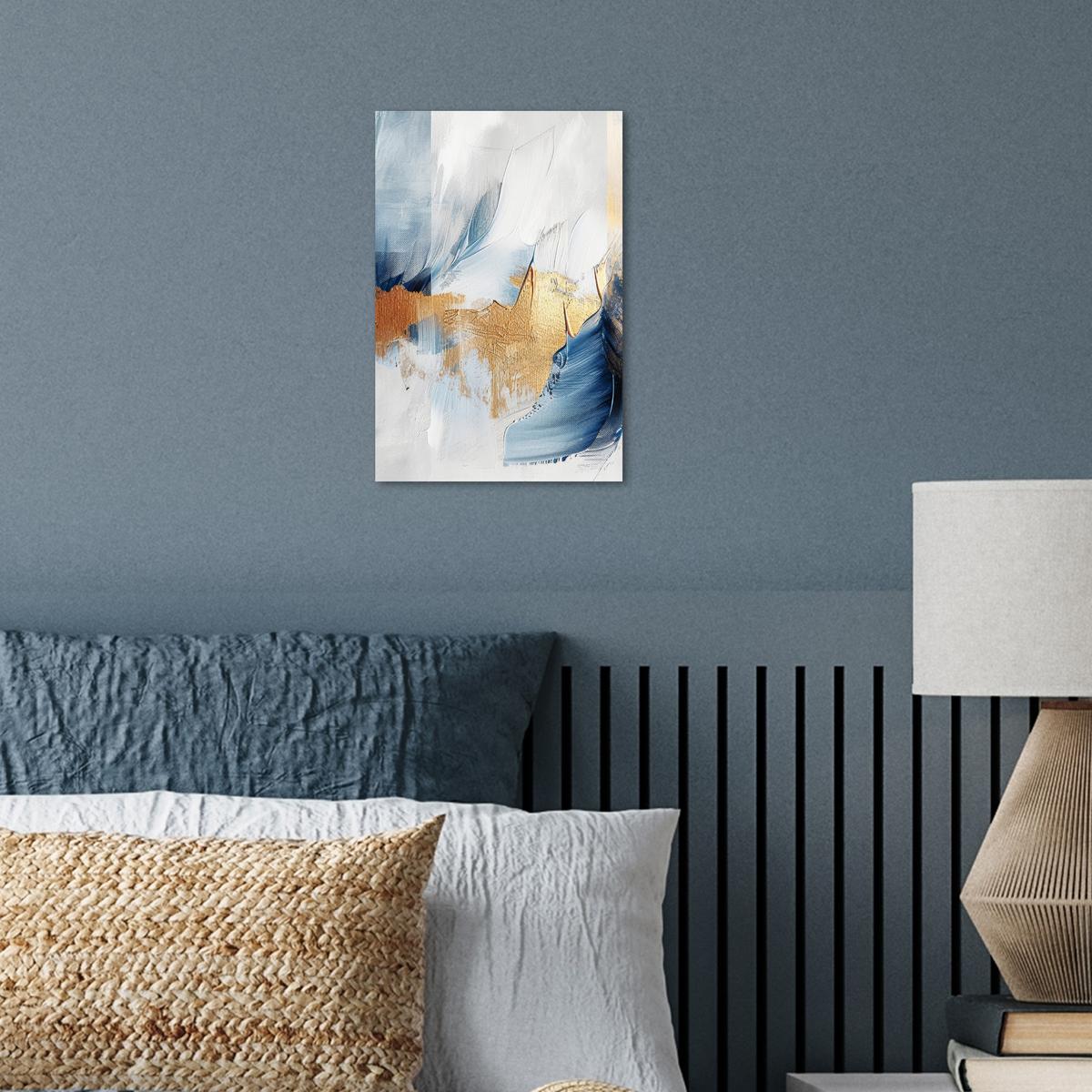 POSTER Gold - Blau - Aquarell - Kunst - Modern Room Decor 20x30 cm - Hellblau, Papier (20/30/0.1cm) - MuchoWow
