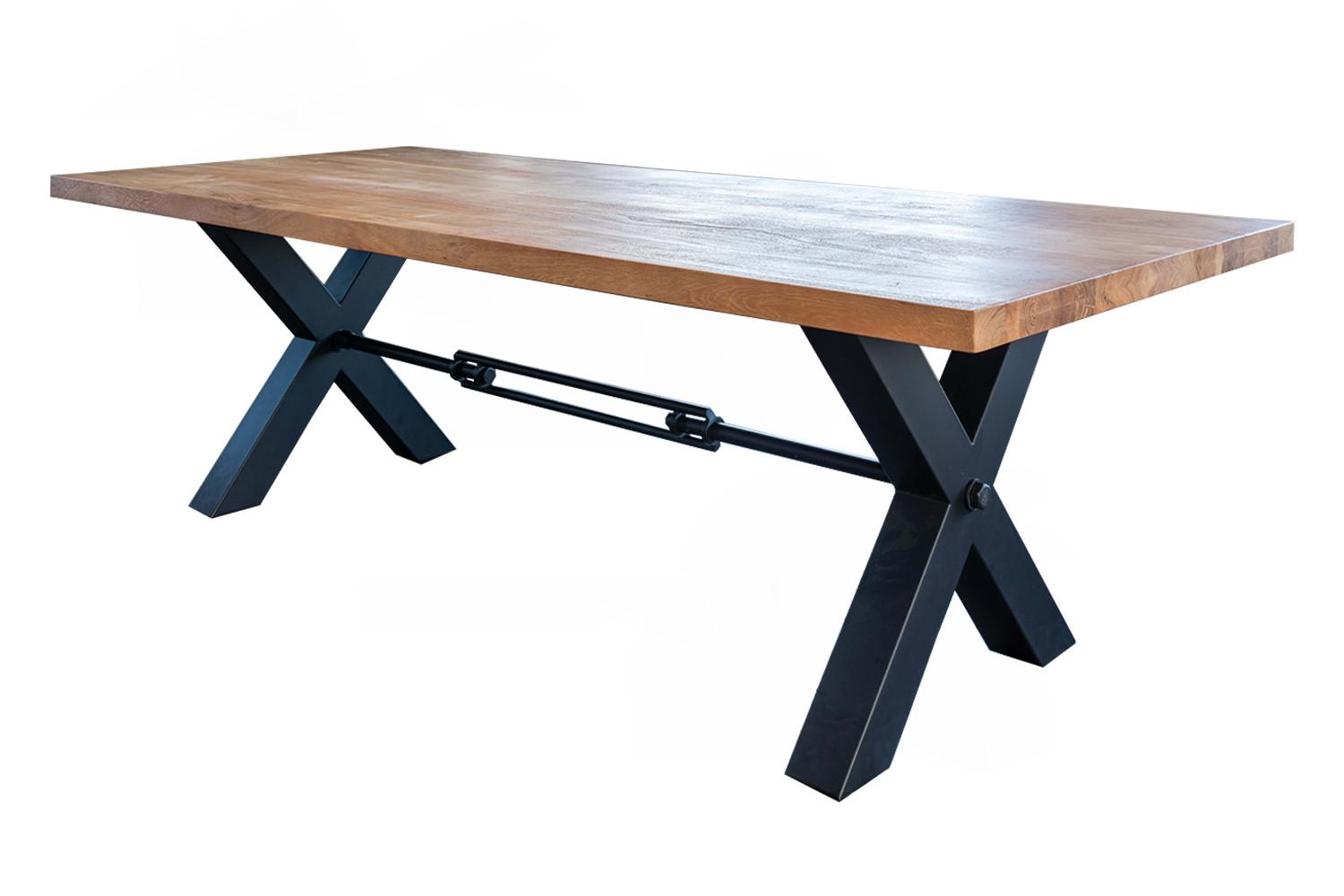 ESSTISCH MIT GERADER KANTE PALO Braun Akazie - Schwarz/Braun, Holz/Metall (100/200/78cm) - KAWOLA