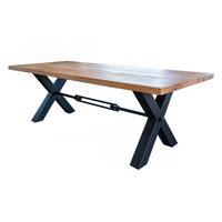 ESSTISCH MIT GERADER KANTE PALO Braun Akazie - Schwarz/Braun, Holz/Metall (100/220/78cm) - KAWOLA