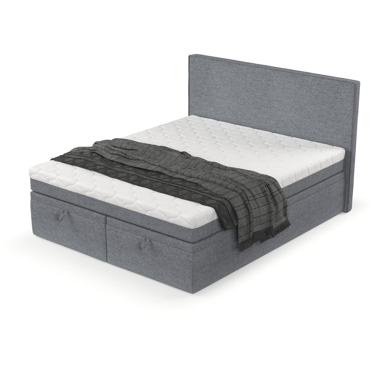BOXBETT Zalla 160/200 cm Grau im Neve Stoff - Schwarz/Grau, Holz/Holzwerkstoff (160/200cm) - AltaBeds