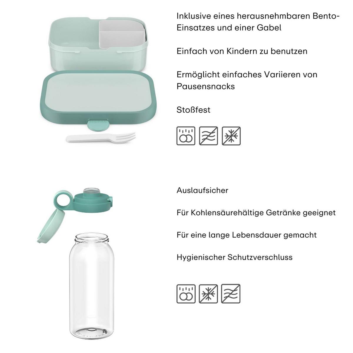 LUNCHSET (FLASCHE MIT KLAPPDECKEL) Campus Unicorn Glow 600 ml + 750 ml 2-tlg. - Lila/Multicolor, Kunststoff (10.8/21.8/21.8cm) - Mepal