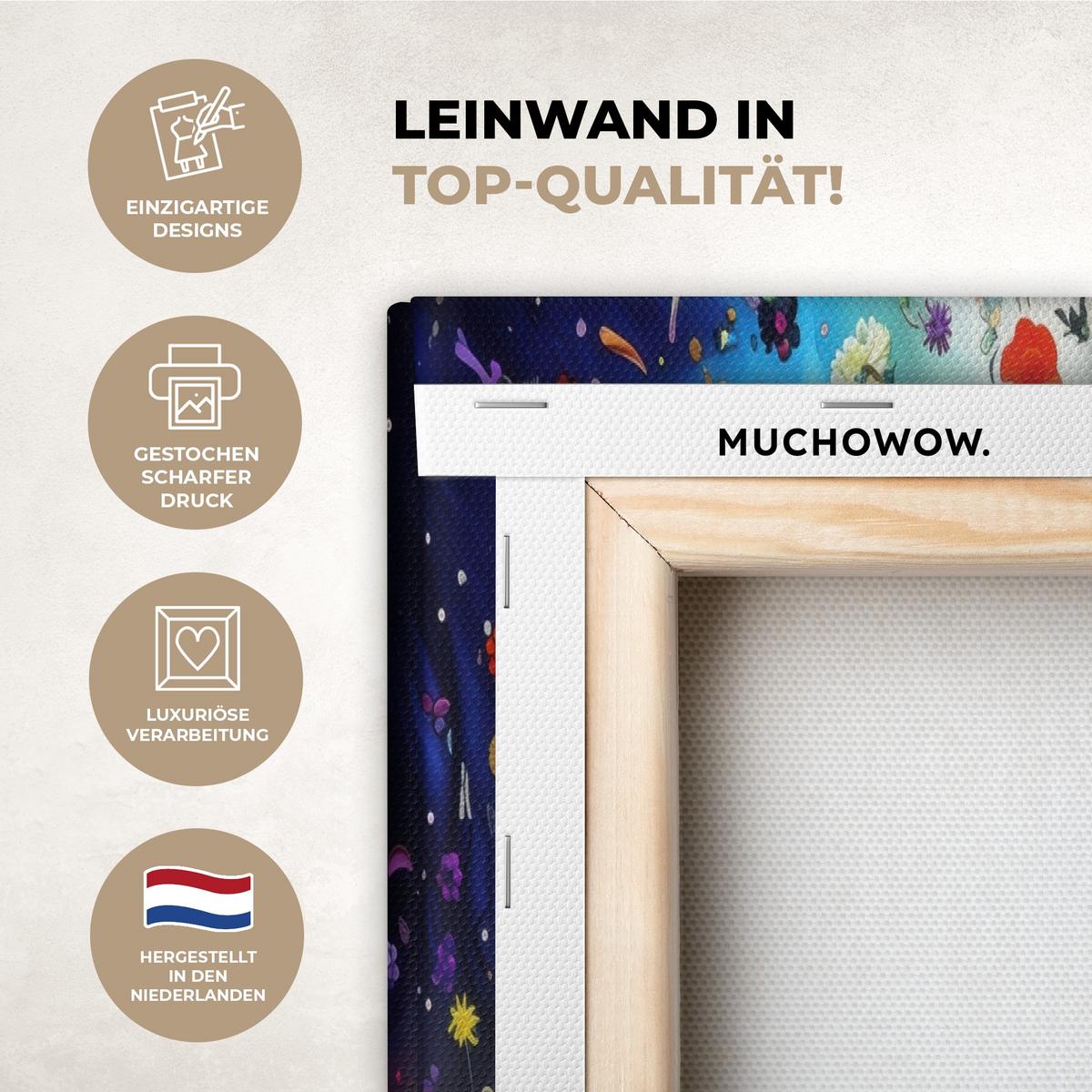 LEINWANDBILD 5er Set Bunt - Baum des Lebens - Blumen - Abstrakt 100x50 cm - Blau, Textil (100/50cm) - MuchoWow