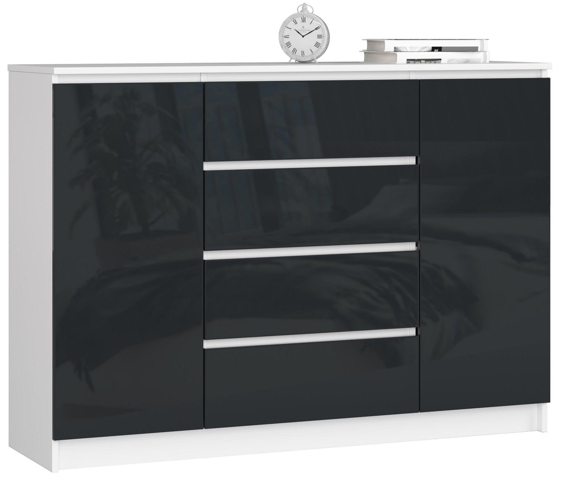 KOMMODE Weiß, Graphit Glanz 99/138/40 - Weiß, Holzwerkstoff (138/99/40cm) - RAUMHIRSCH FURNITURE