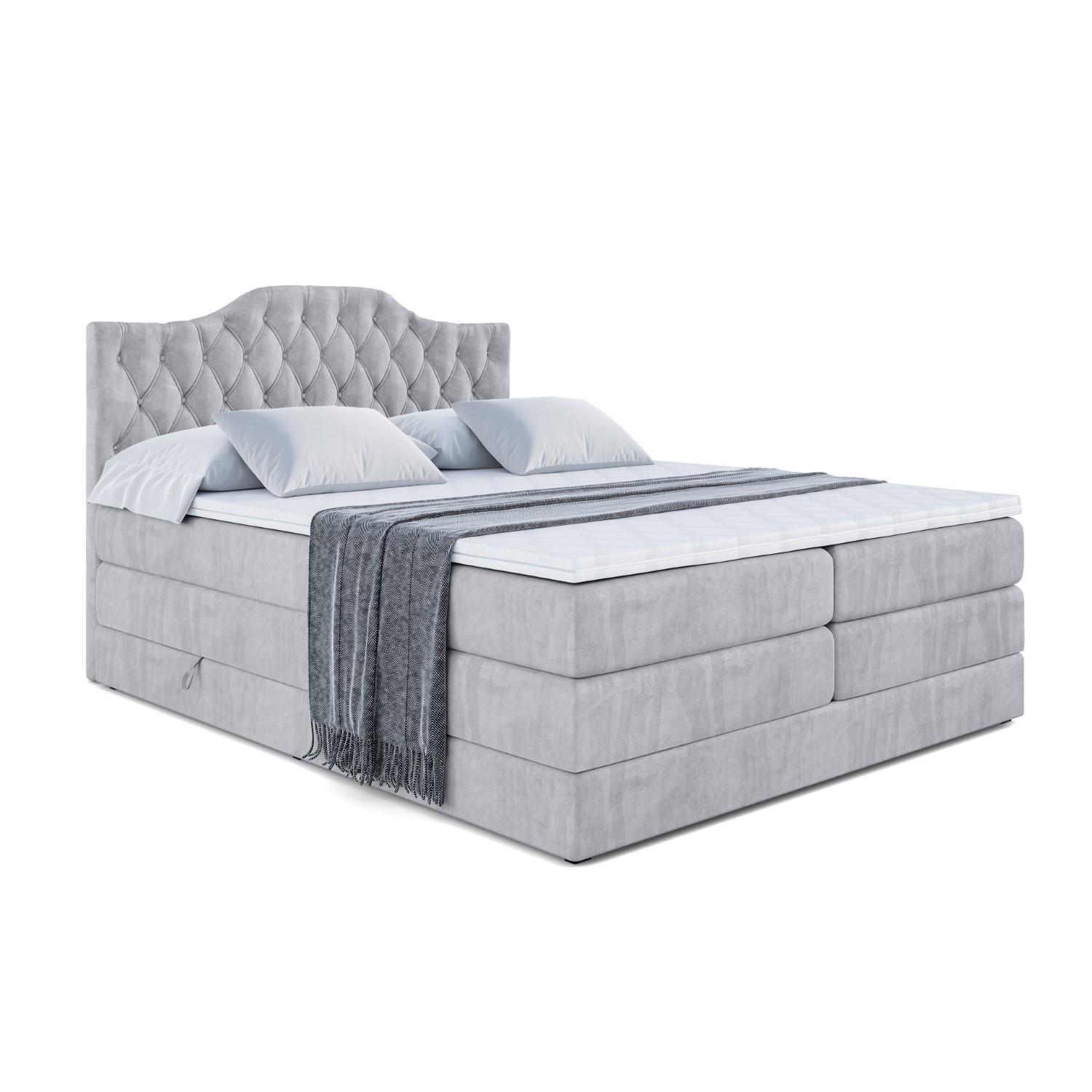 BOXSPRINGBETT VILA-1 KING - 180x200 - H3/H4 - Hellgrau - Hellgrau, Holzwerkstoff (180/200cm) - ALTDECOR