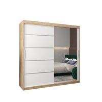 SCHWEBETÜRENSCHRANK 200/200/62 2-türig - Silberfarben/Weiß, Holz/Kunststoff (200/200/62cm) - MÖBEL KRYSPOL
