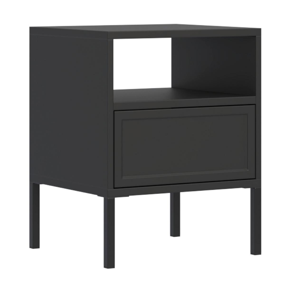 NACHTTISCH VELVETO schwarz 50 cm - Schwarz, Holzwerkstoff/Metall (45/54/40cm) - Selsey