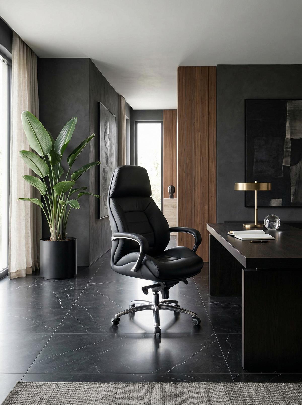 CHEFSESSEL Leder mit Multiblockwippmechanik bis 120 kg MIRON, Schwarz 67x67x137 cm - Silberfarben/Schwarz, Leder/Metall (67/137/67cm) - KADIMA DESIGN
