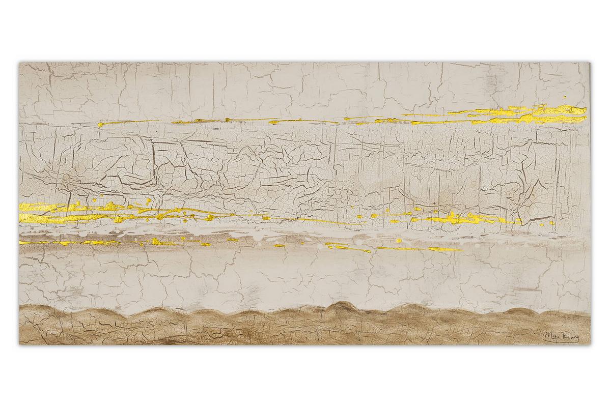 ÖLGEMÄLDE 120/60 cm - Goldfarben/Weiß, Holz/Textil (120/60cm) - KUNSTLOFT