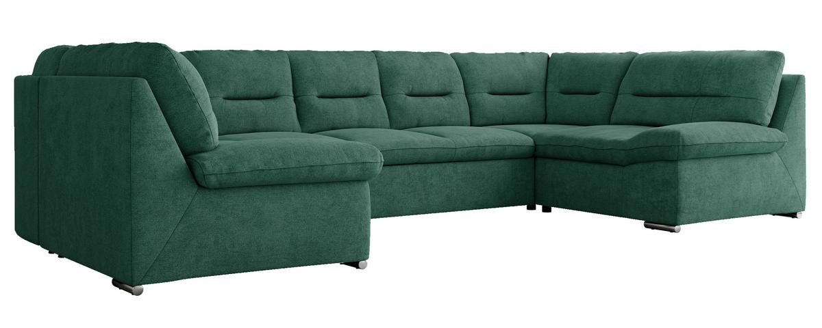 WOHNLANDSCHAFT COMODO U Grün Struktur - Silberfarben/Grün, Textil/Metall (340/93/206cm) - MKS