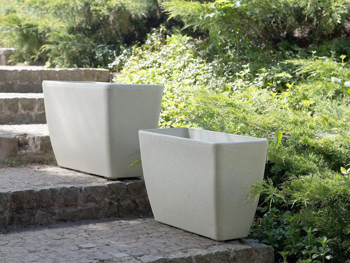 BLUMENTOPF hellbeige rechteckig 60/27/41 cm Baris - Beige, Stein (41cm) - Beliani