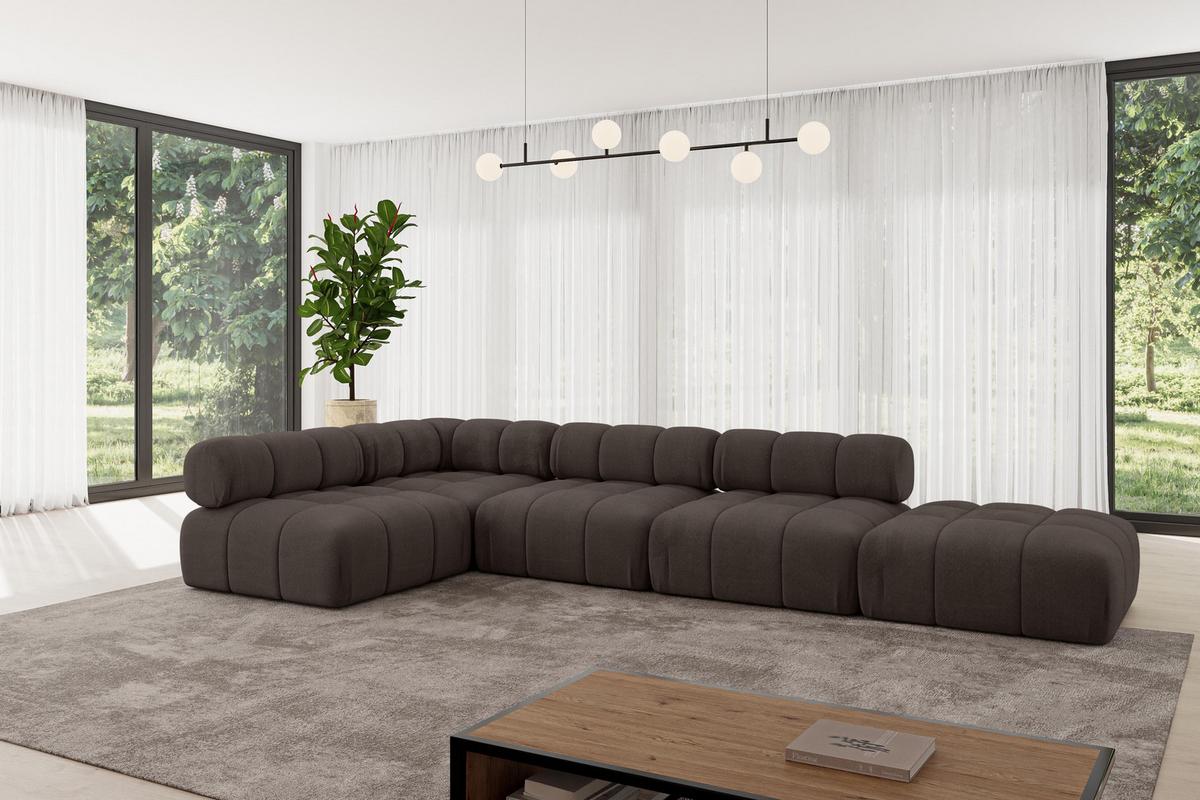 ECKSOFA modulares Sofa Favio-L2 - 380x190x70 cm Braun Velours - Braun, Holzwerkstoff/Textil (380/190cm) - ALTDECOR