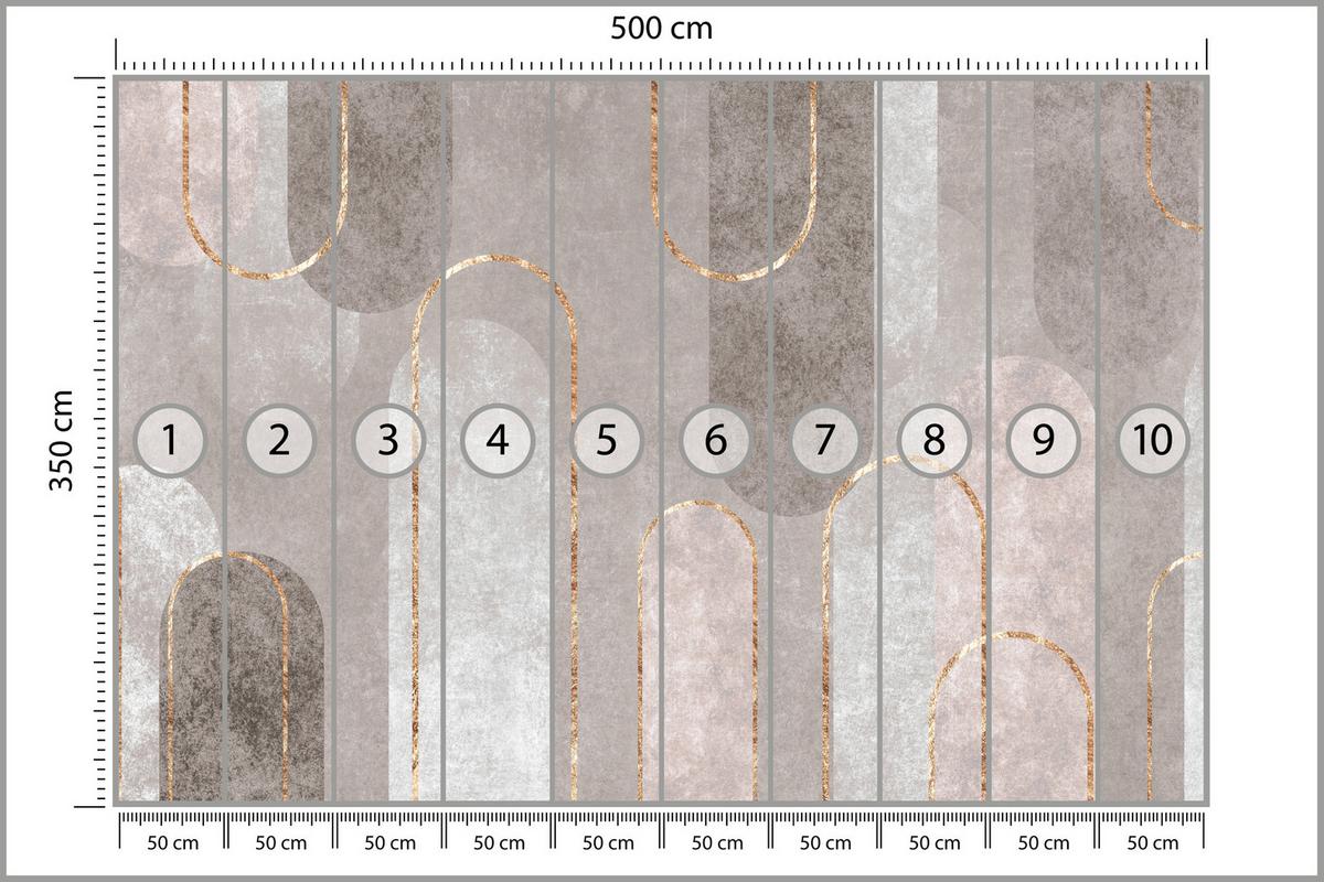 FOTOTAPETE für Wohnzimmer Geometrische Bögen Beige Beton 500x350 - Beige/Braun, Papier (500/350cm) - Muralo