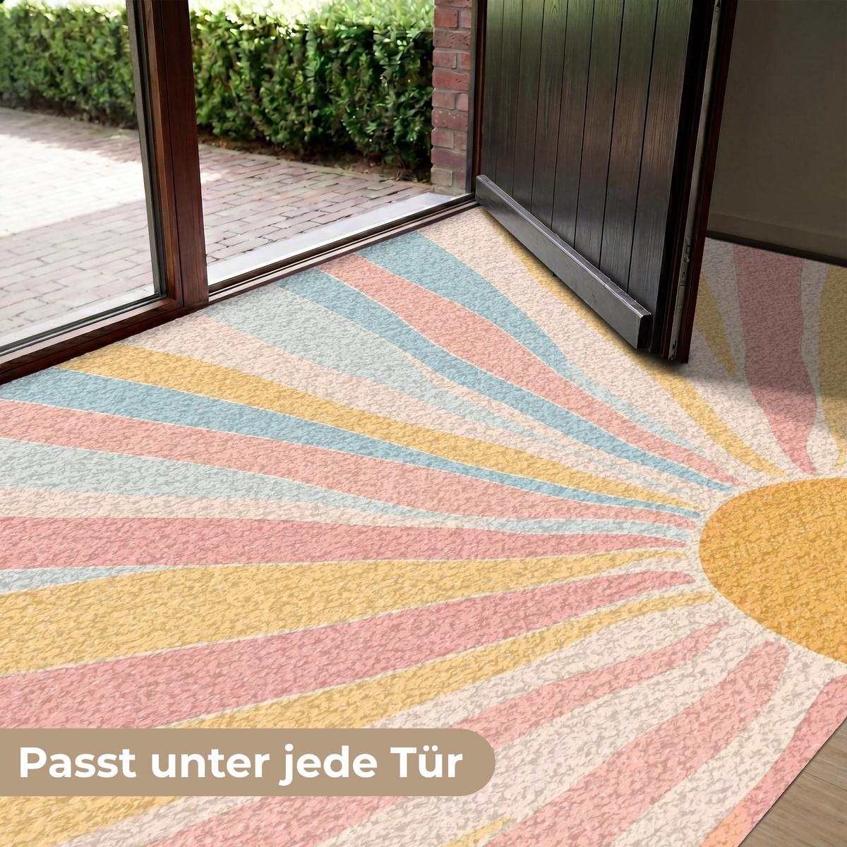 FUSSMATTE Illustration - Sonne - Pastellfarben Sauberlaufmatte 180x120 cm - Hellrosa, Kunststoff (180/0.4cm) - MuchoWow