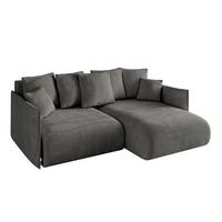 ECKSOFA Ottomane rechts ONESK-L 216x177x72 Dunkelgrau Velours - Dunkelgrau/Anthrazit, Holzwerkstoff/Kunststoff (177/216cm) - ALTDECOR
