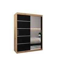 SCHWEBETÜRENSCHRANK 200/150/62 2-türig - Silberfarben/Schwarz, Holz/Kunststoff (150/200/62cm) - MÖBEL KRYSPOL