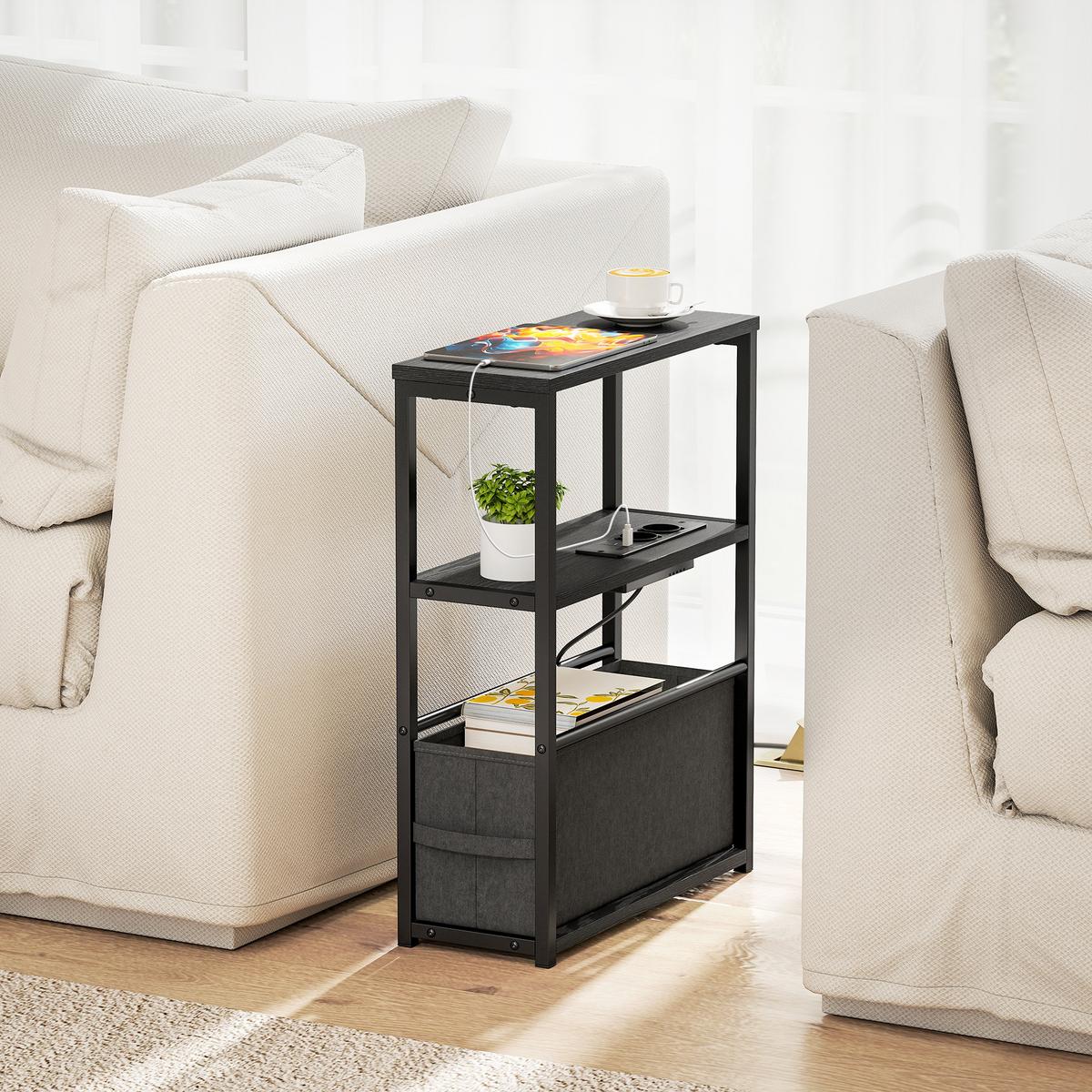 BEISTELLTISCH MDF Stahl Schwarz - Schwarz, Holzwerkstoff (45/18/60.2cm) - HOMCOM