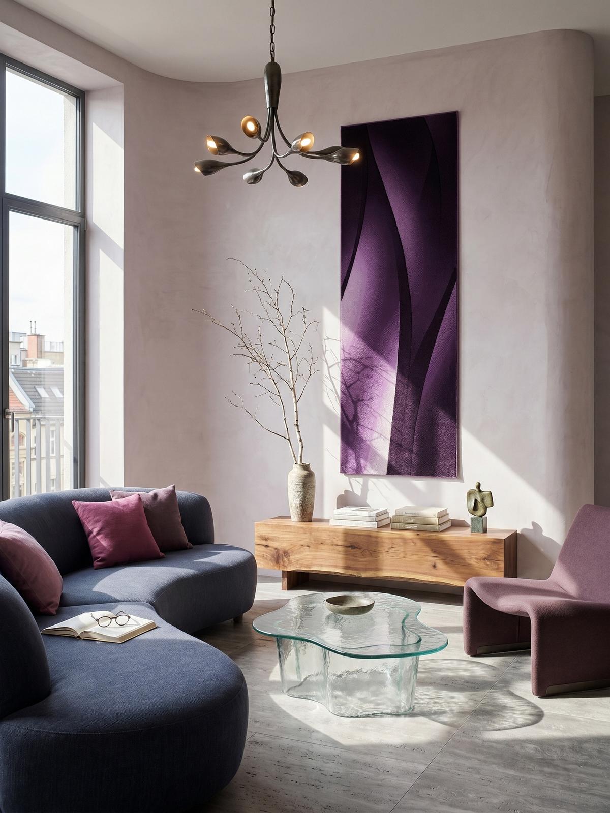 TEPPICH Kurzflor INN in Violett, mit Farbverlauf, 80 x 300 cm - Lila, Textil (80/300cm) - KADIMA DESIGN