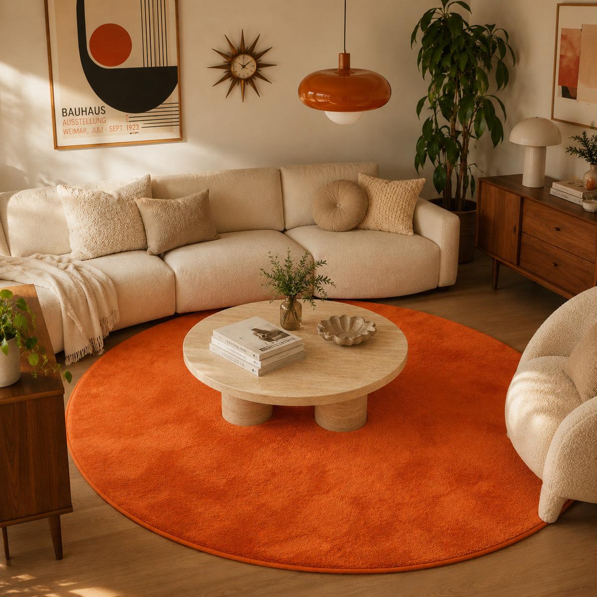 HOCHFLOR LANGFLOR TEPPICH SUPER SOFT MELIA RUND - Orange, Textil (160/160cm) - Pergamon
