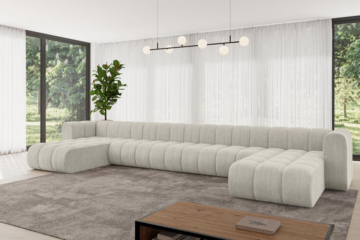 WOHNLANDSCHAFT modulares Sofa Joren-U3 - 501x177x70 cm Creme - Hellgrau/Creme, Holzwerkstoff/Textil (501/70/177cm) - ALTDECOR