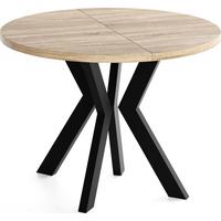 ESSTISCH Savio rund ausziehbar verlängerbar, Eiche Sonoma Hellbraun 80-130/80/77 cm - Schwarz/Sonoma Eiche, Holz/Holzwerkstoff (80/130/77cm) - WFL GROUP