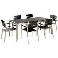 GARTENMÖBEL SET 6-Sitzer Aluminium Kunstholz schwarz Vernio - Silberfarben/Schwarz, Kunststoff - Beliani