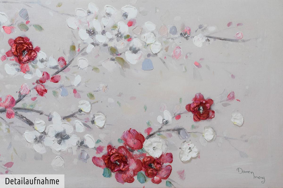 ACRYLBILD HANDGEMALT 150/50 cm - Rot/Weiß, Holz/Textil (150/50cm) - KUNSTLOFT