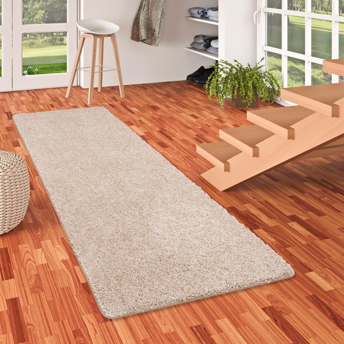 LUXUS HOCHFLOR LANGFLOR LÄUFER TEPPICH MILANO - Beige, Textil (100/100cm) - Snapstyle