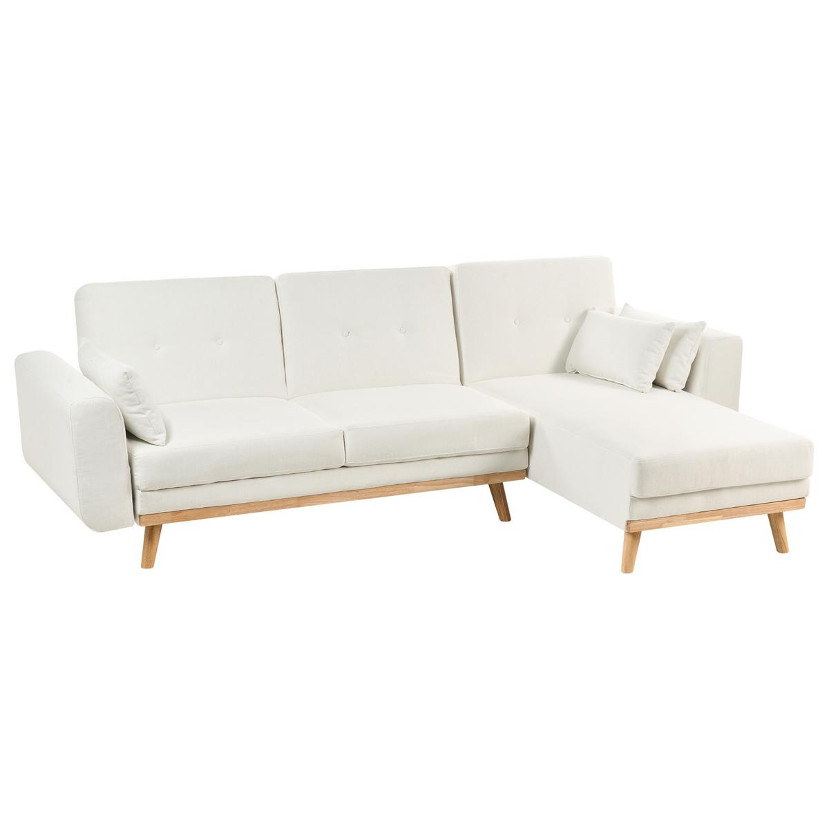 ECKSCHLAFSOFA 3-Sitzer Stoff Weiß linksseitig Kaarina - Hellbraun, Textil (260/152cm) - Beliani
