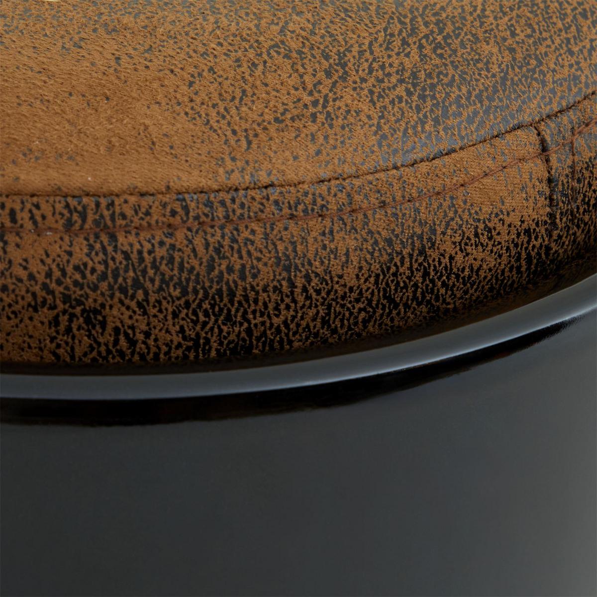 SITZHOCKER DANIEL schwarz/Vintage - Dunkelbraun/Schwarz, Kunststoff/Textil (35/50/35cm) - IDIMEX