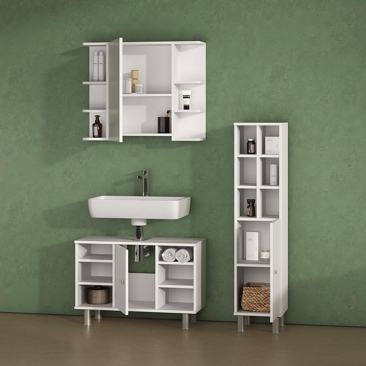 MIDISCHRANK Fucino Weiß 30 x 130.6 cm große Tür - Weiß, Holzwerkstoff (30/130.6/30cm) - Livinity®
