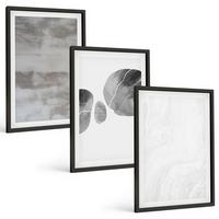 BILDER SET 3er Set - 40x60 cm Schwarzer Rahmen - Abstrakte moderne Strukturen - Schwarz, Kunststoff (40/60cm) - TULUP