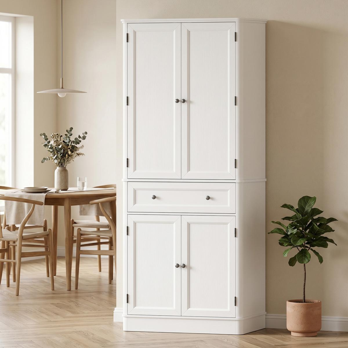 KÜCHENSCHRANK MDF Weiß - Weiß, Holzwerkstoff (39.5/186.4/80cm) - HOMCOM